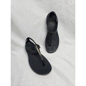 Crocs Isabella Women's Size 6 Black Jelly T-Strap Iconic Comfort Sandals- Rare